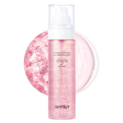 aurtier Intensive Hydrating Jelly Mist, Infused with 82.2 Collagen Water, hyaluronic acid, Vegan, Deep Moisturizing, Soothing, Firmness, Glow for All Skin Types (100ml 3.30 fl oz.)