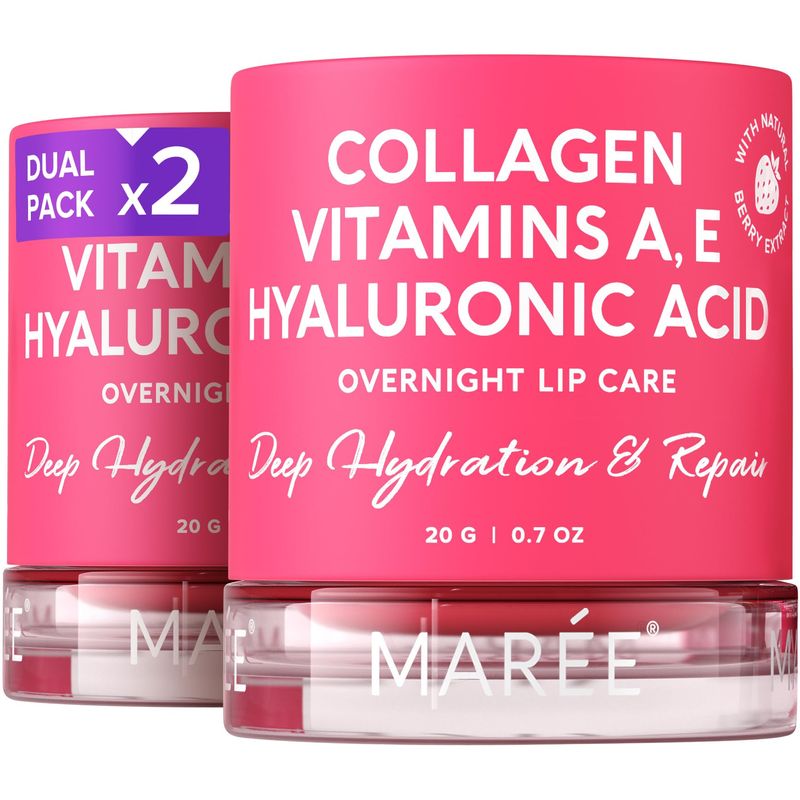 MAREE Lip Mask with Hyaluronic Acid 2 PACK - Overnight Butter Balm - Moisturizer for Very Dry Lips - Hidratante de Labios Care Hydration