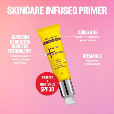 Revlon Illuminance Moisturizing Primer with SPF 30, Face Makeup Primer with Sunscreen, Squalane Vitamin E, No White Cast, Transparent Finish, 003, 0.95 fl oz