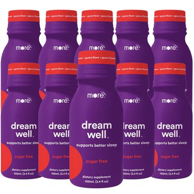 More Labs Dream Well Holistic Sleep Shot Drink 10 Pack Non-Habit Forming Lemon Balm, Melatonin and Glycine Sleep Support Solution