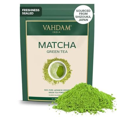 VAHDAM, Japanese Matcha Tea Powder (50 Cups,3.53oz) Sourced from Japan Authentic Japanese Matcha Green Tea Powder Classic Culinary Matcha From Japan