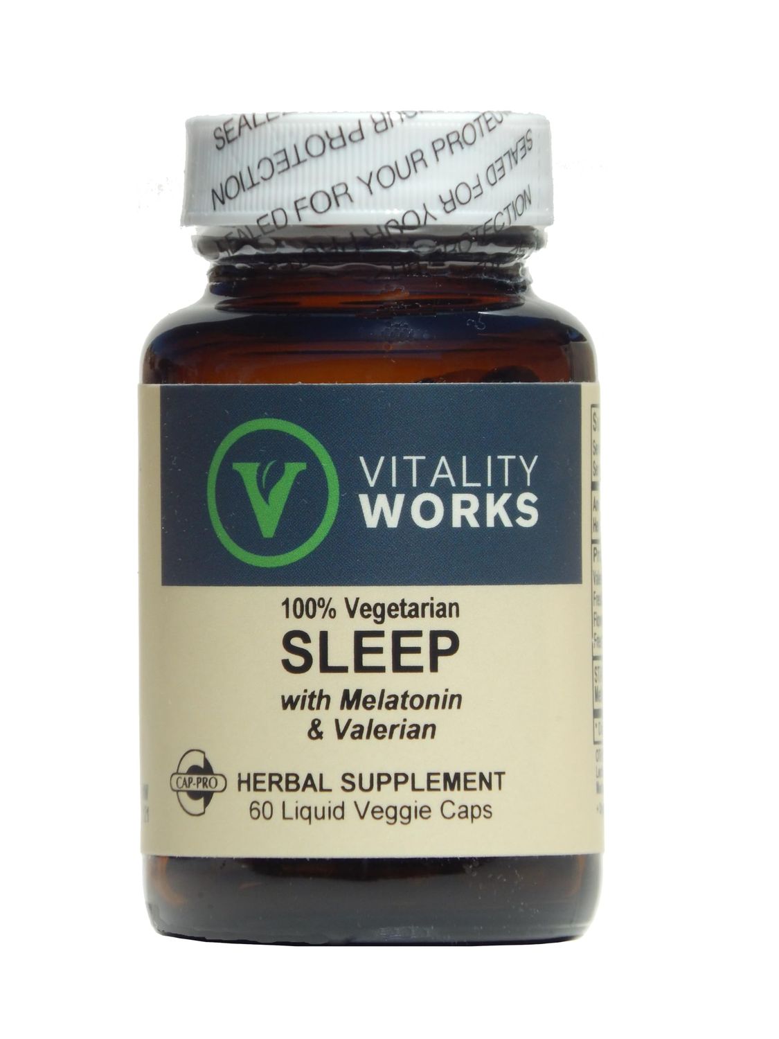 Sleep with Valerian Melatonin Vitality Works 60 VCaps