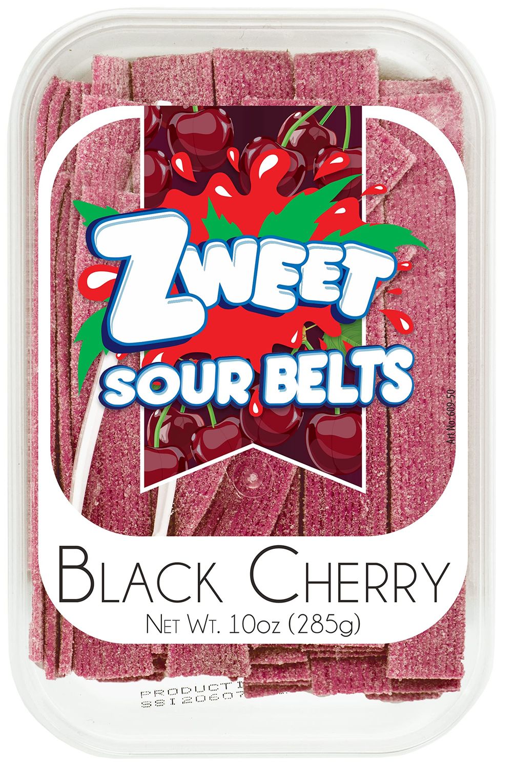 Zweet Sour Black Cherry Candy Belts 10 Ounce - Sour Kosher Candy, Halal Candy Belts - Resealable Pack of Sour Licorice Belts (10 Ounce)
