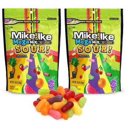Mike and Ike Mega Mix Sour Candy, 2 Pack of Movie Theater Candy Boxes 10 OZ Each, Ideal for Your Favorite Films, Perfect Theater Box Candy for Sharing with Friends