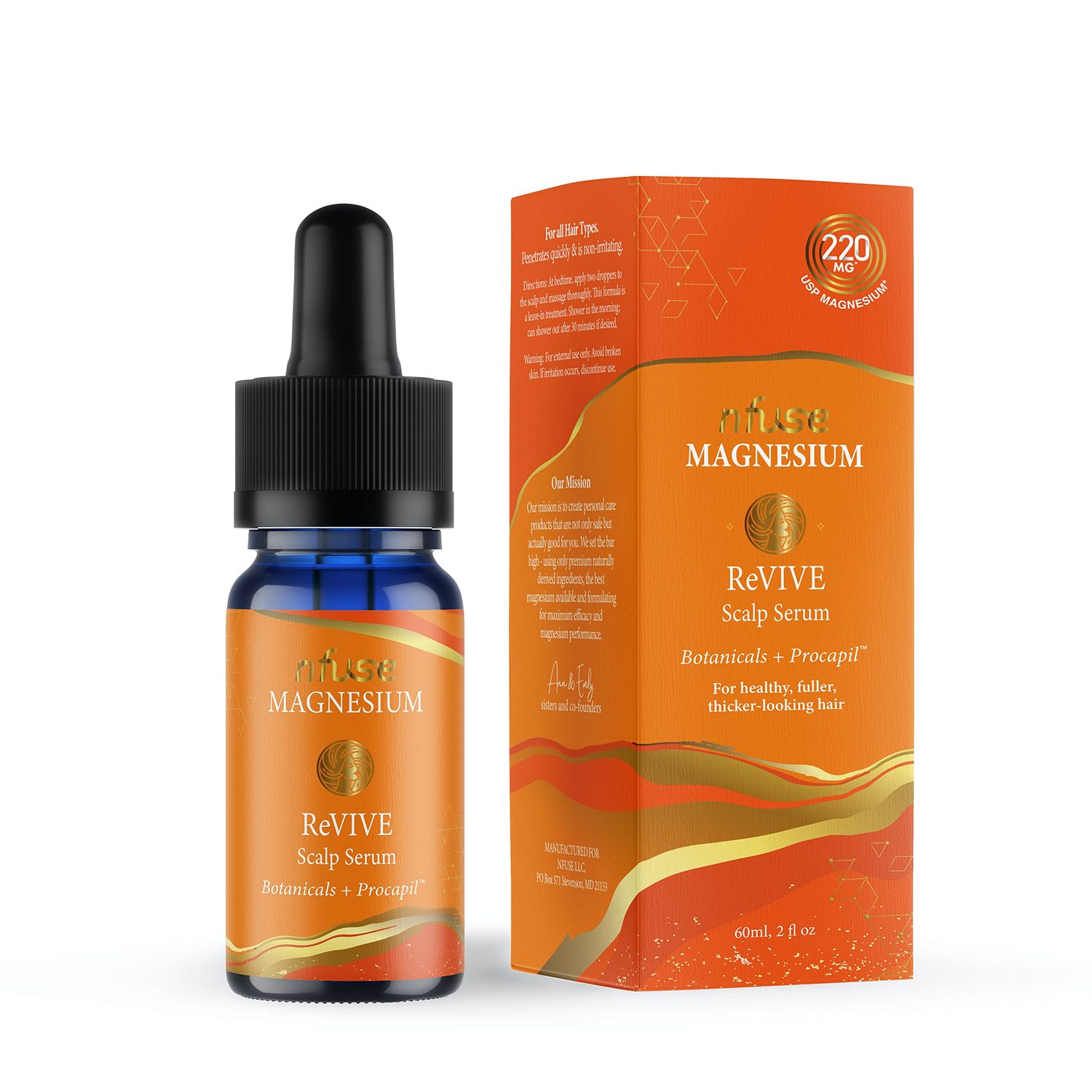 nfuse nuse ReVIVE Hair Growth Serum Magnesium Scalp Serum for Thicker, Healthy-Looking Hair l With Procapil and Botanicals l Strengthens Hair Follicle for Shiner Fuller Hair