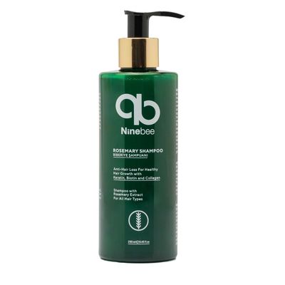Ninebee Rosemary Oil Shampoo for Healthy Hair Growth, Anti-Hair Loss with Keratin, Biotin Collagen, Deep Cleansing Moisturizing for All Hair Types (8.45 oz)