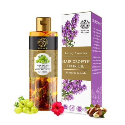Buddha Natural Hair Oil For Fast Growth - - Ayush Certified - Helps To Promote Healthy Growing Hair - Hair Strengthening Oil (150.00 Ml (Pack Of 1) Brown)