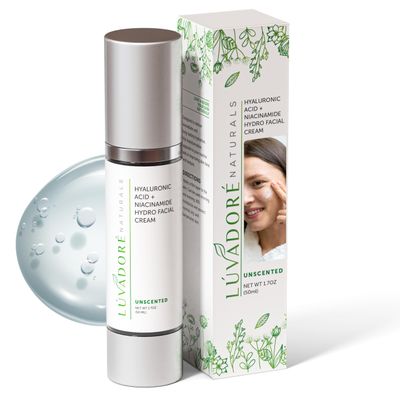 Luvadore Naturals Hyaluronic Acid Niacinamide Facial Cream - Hydrating Face Moisturizer for Plump, Radiant Skin - Fast Absorbing Non-Greasy Hyaluronic Acid Moisturizer for All Skin Types