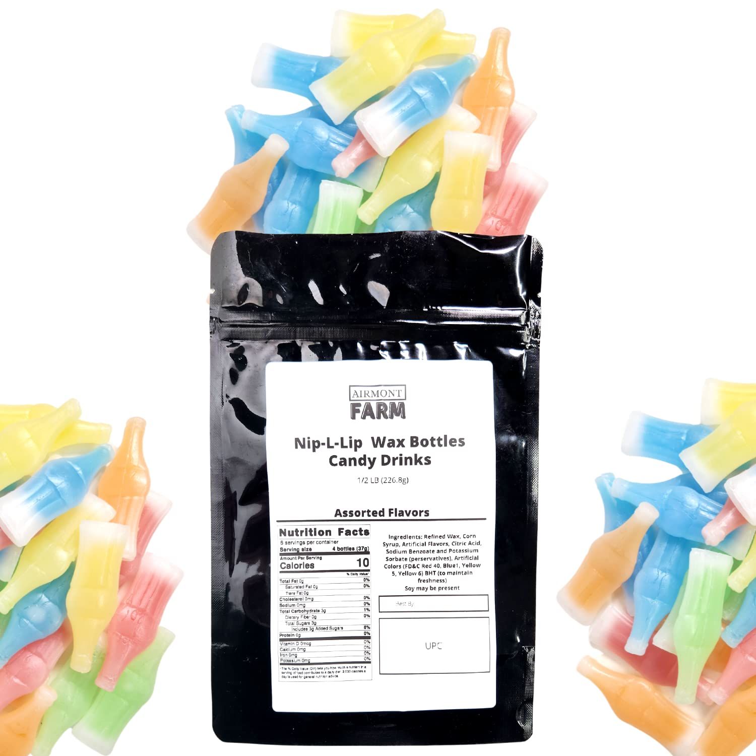 Airmont Farm Nip L Nip Wax Bottles Candy Drinks 12 LB Bag Assorted Flavors