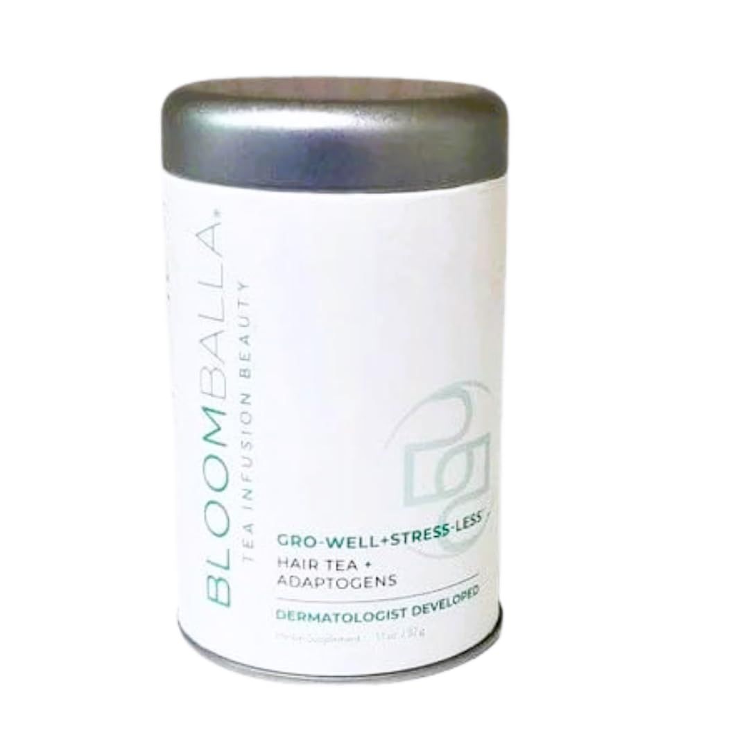 Bloomballa Beauty Gro-WellStress-Less Tea - De-Stress and Support Hair Growth - Organic Herbal Loose Leaf Tea - Adaptogenic - 32 grams