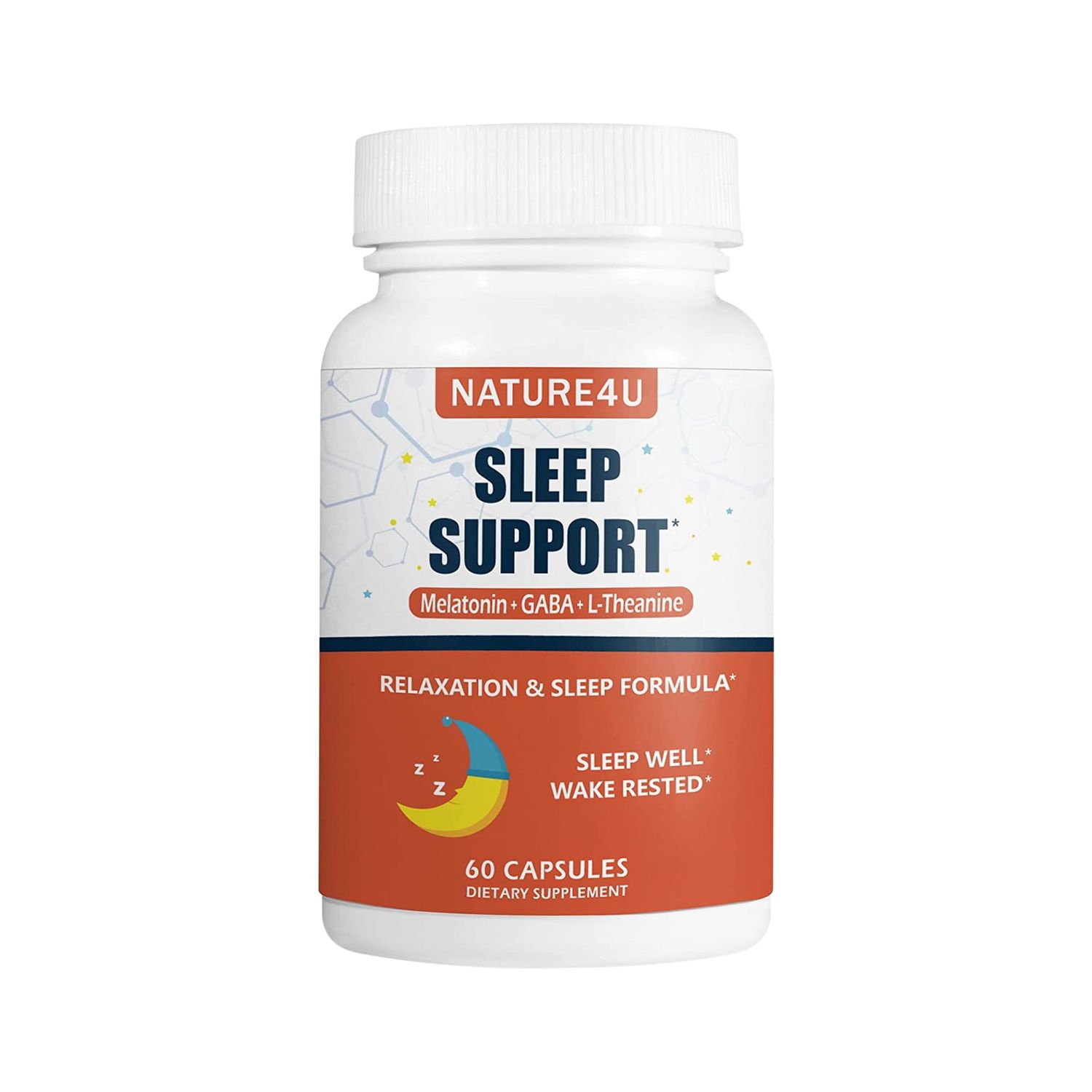 Nature4U 3 in 1 Sleep Aids for Adults Extra Strength, Extend Release Melatonin 5 mg, L Theanine 250 mg, GABA 250 mg, Relaxation and Sleep Supplement, 60 Capsules