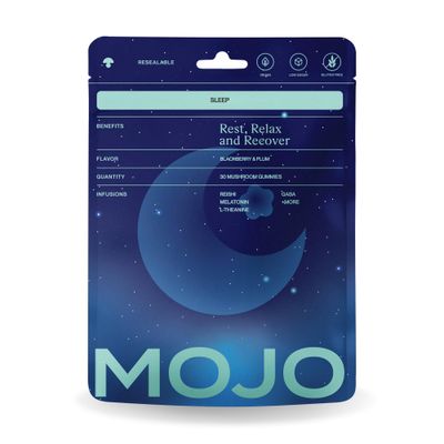 Mojo Sleep Gummies - Non-Habit Forming Sleep Aid - with Magnesium, GABA, Reishi Mushroom, L-Theanine and Melatonin - Vegan, Non-GMO - BlackBerry and Plum, Pack of 1 (30 Gummies)