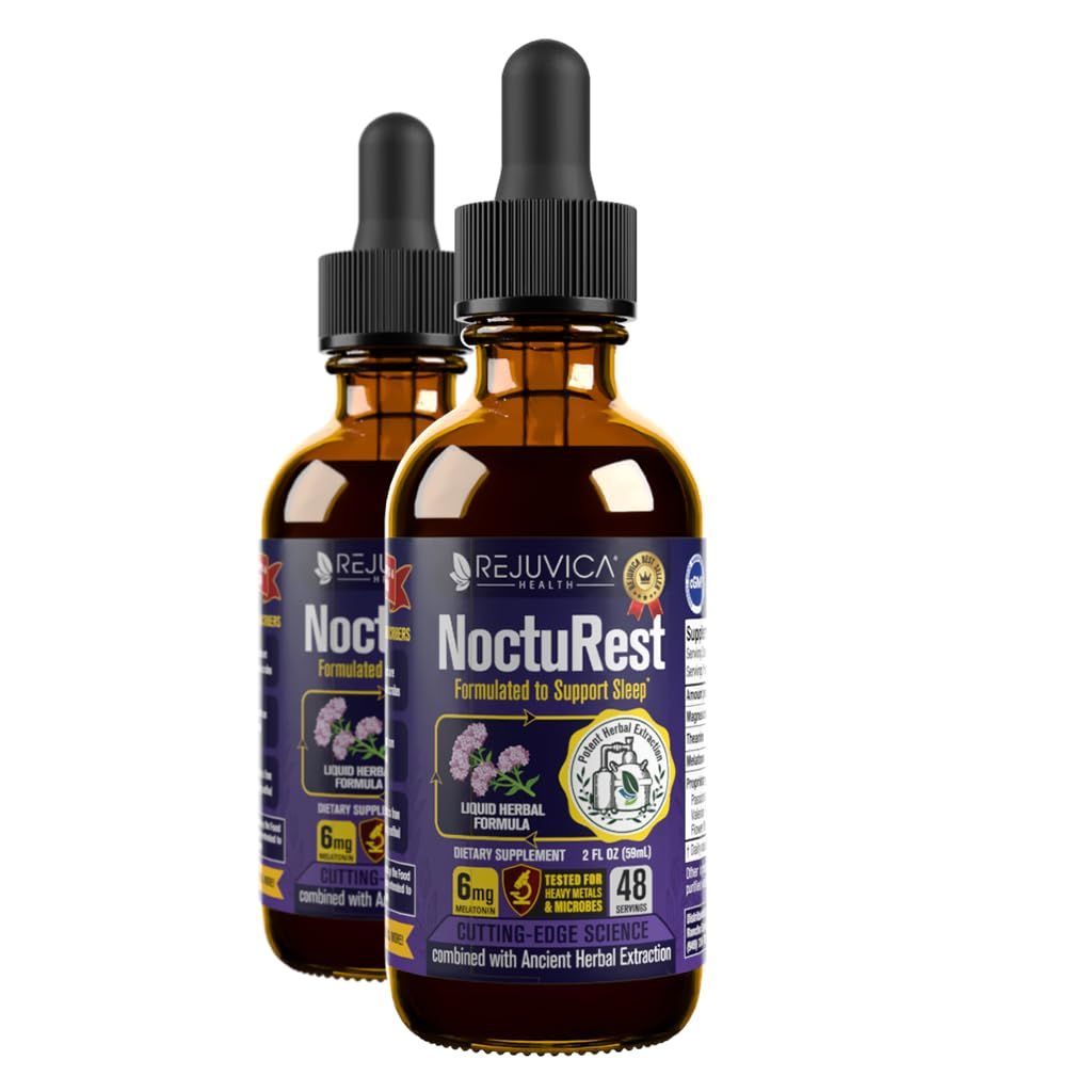 NoctuRest - Advanced Sleep Support Supplement - Liquid Delivery for Better Absorption - Melatonin, Magnesium, Theanine, Valerian, Passionflower, Chamomile More!