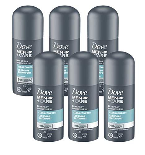 Dove MenCare Dry Spray, Clean Comfort, 48 Hour Protection Antiperspirant, 1 Ounce (Pack of 6)