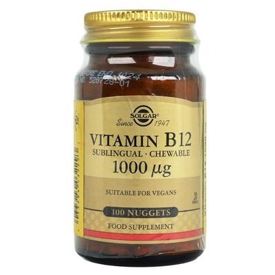 Solgar Sublingual Vitamin B12 1000 mcg - 100 Nuggets - Non-GMO, Vegan, Gluten Free, Dairy Free, Kosher, Halal - 100 Servings