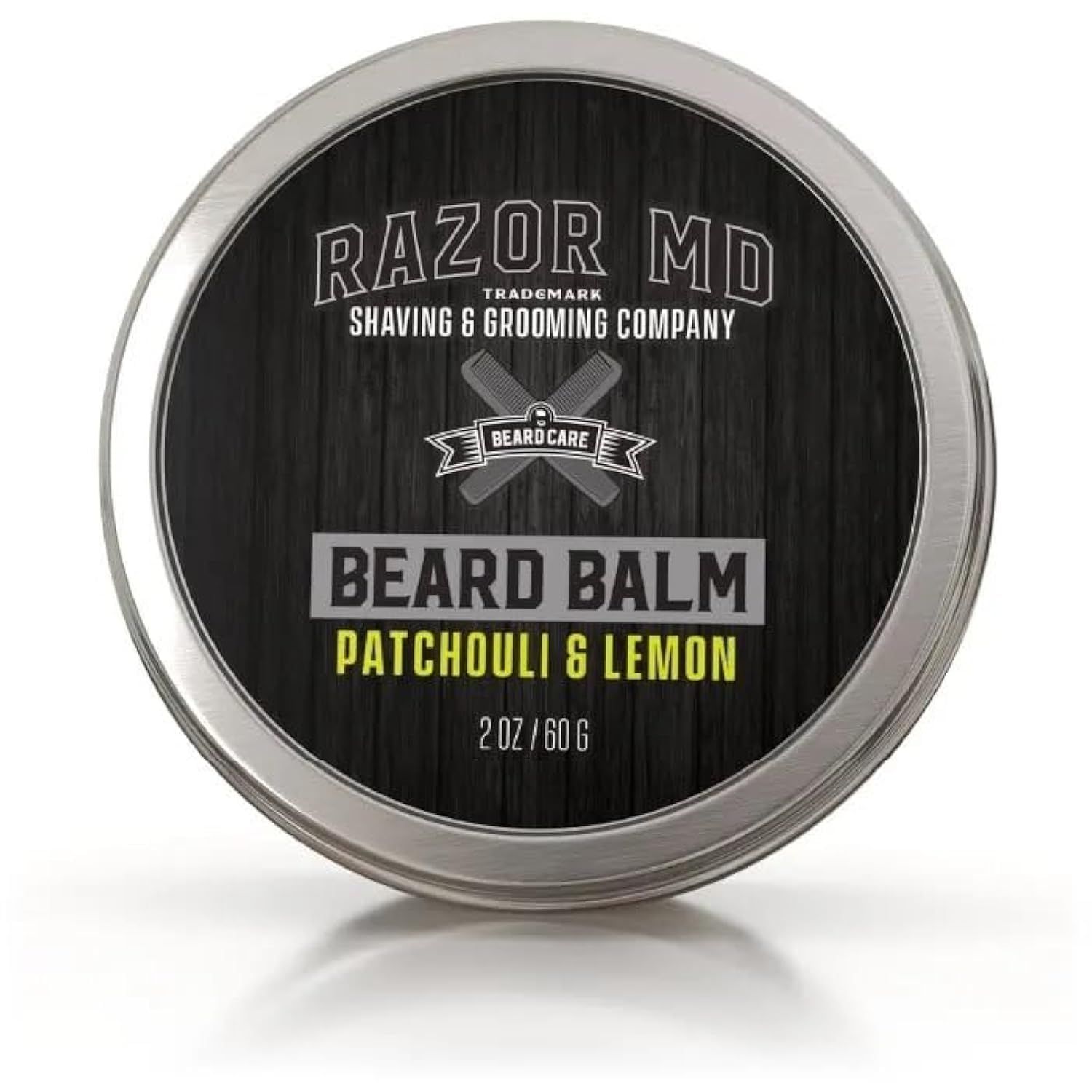 Razor MD Natural Beard Balm for Men, Non-Greasy Styling, Ideal for Beard Growth, Grooming and Care, Patchouli Lemon Scented, 2 oz