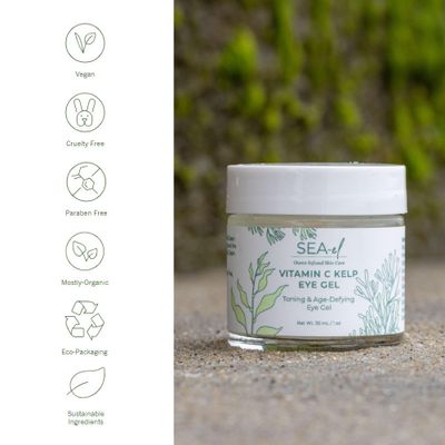 Sea-el Vitamin C Kelp Eye Gel Toning Age Defying Skincare for Puffiness, Under Eye Bags Dark Circles Cooling Youthful Glow for Women Men - 1 Oz