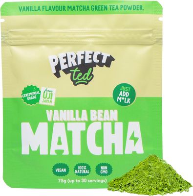 Perfect Ted Matcha Powder Vanilla Bean Flavor 75g Matcha Powder Ceremonial Grade Single-Origin Uji, Japan Matcha Green Tea Powder (30 Servings)