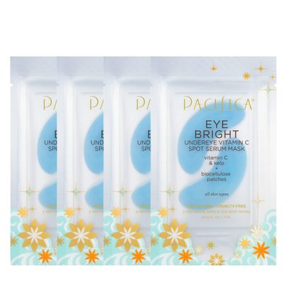 Pacifica Undereye Spot Serum Mask - Bright Eye Vitamin C Mask for Dark Circles Hydration, Brightening Under Eye Treatment, Vegan Cruelty-Free, 4 Pack