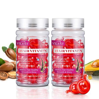 Hair Vitamin Oil Capsules, 2 PCS Hair Treatment Oil Serum for Women Men, 80 Capsules of Keratin and Argan Oil, Argan Oil-Leave-in Anti Frizz Hair Oil No Rinse for All Hair Types
