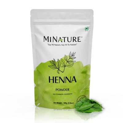 Mi Nature Pure Henna Mehndi Powder 100g (3.5oz) Naturally Plant based sourced Henna for Hair Coloring Care Herbal Hair care No added Preservative