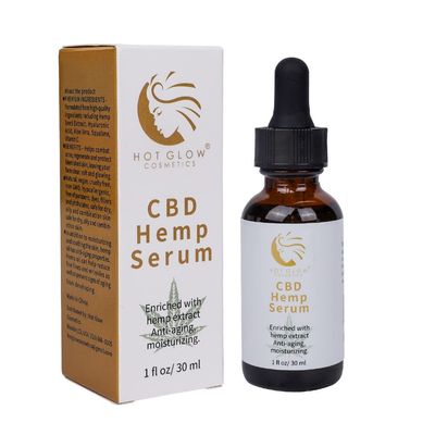 Hot Glow Cosmetics Hemp Serum with Hemp Seed Extract, Vit C, HA, Aloe Vera,Organic, Anti-Oxidant, Anti-aging, Moisturizing,(1oz)