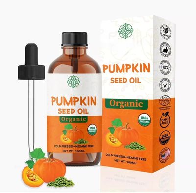 100ML USDA Organic Pumpkin Seed Oil - Cold Pressed, 100 Pure for Hair Growth Skin Care - Nourishing, Hydrating, and Anti-Aging Formula Dry Damaged Hair and Growth - Virgin Cold Pressed Unrefined