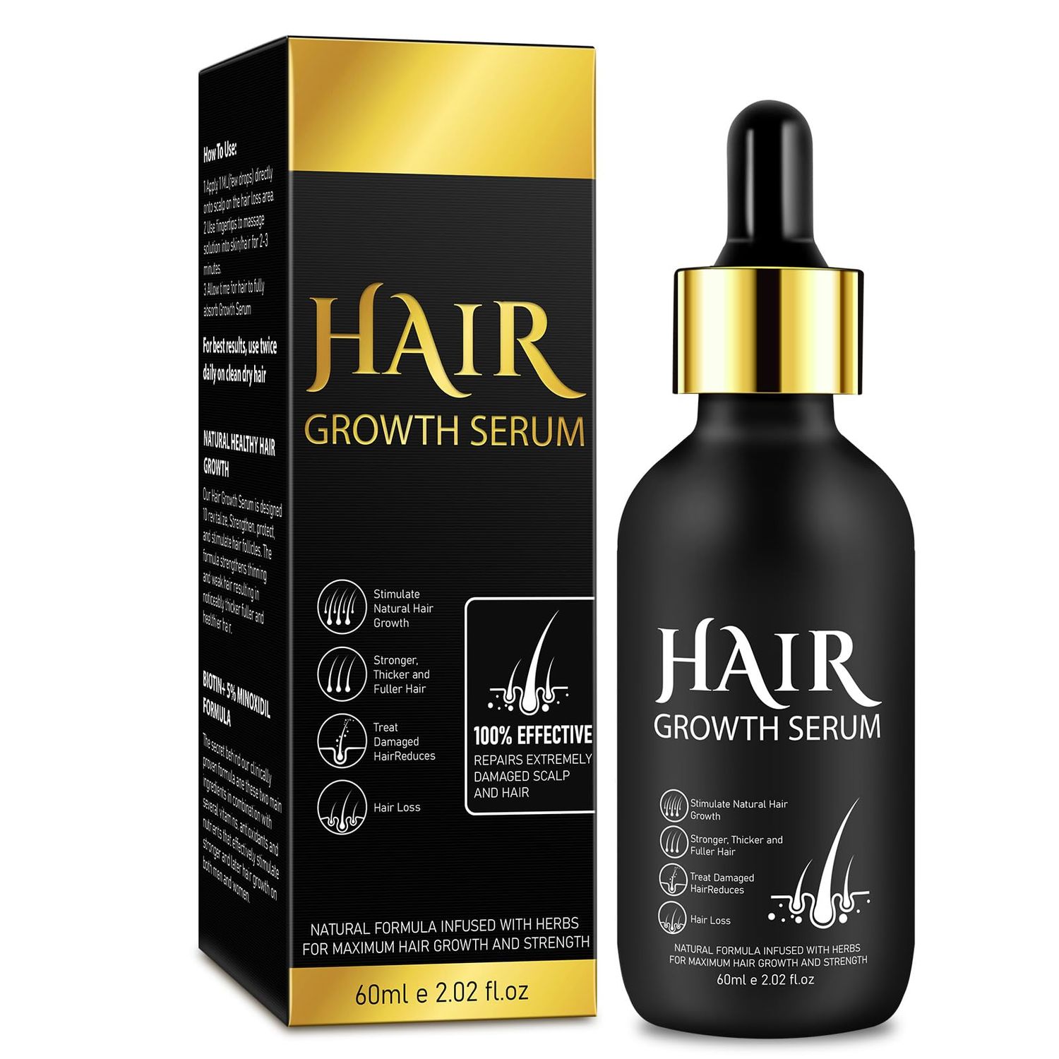 Hair Growth Serum For Men Women Hair, 2.02 oz Hair Regrowth Serum for Hair Loss For Getting Thicker Hair Hair Growth Oil, Beard Growth