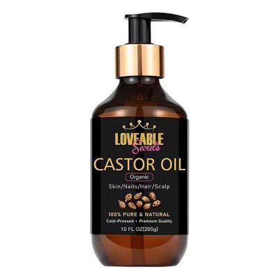 Castor Oil Organic for Face, Hair and Nails- Organic Castor Oil Cold Pressed Glass Bottle with Dropper - Eyebrow Eyelash Growth Serum -Skin Scalp Moisturizer Essential Oil for Women and Men (10FL)