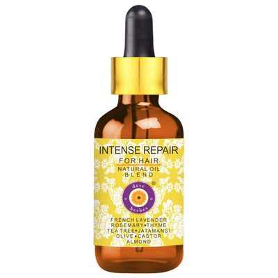 Intense Repair Hair Oil - for Dry, Damaged and Brittle Hair. Jatamansi, Rosemary, Thyme, Tea Tree French Lavender Essential Oils in Almond, Castor Olive - 50ml (1.69 oz)