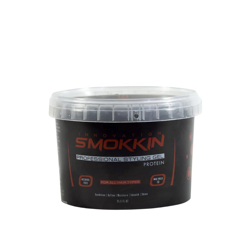 INNOVATION SMOKKIN Pro Edge Hair Styling Gel - Free Alcohol - Soothes Silky Shiny Perfect for Hair Type Hair Gel with Protein Extract Hold Nourishment, 8.45 FL Oz