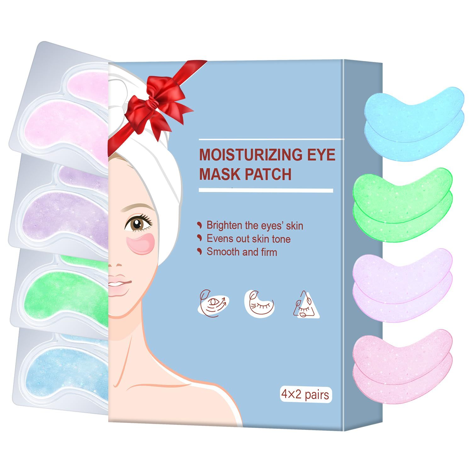 Under Eye Patches for Dark Circles Eye Mask for Puffy Eyes Spa Gifts for Women Moisturizing Gel Eye Patches for Wrinkles with Collagen Hyaluronic Acid Aloe Vera and Snail Travel Skin Care 8 Pairs