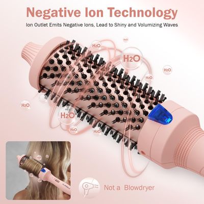 Plavogue Dual Voltage Thermal Brush, 1.25 Inch Curling Iron Brush for CurlingSmoothingVolumizing, 20s Fast Heating Round Brush for Women All Hair Types with Travel Adapter, Gloves Clips