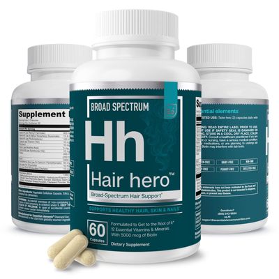Essential Elements Hair Hero - Hair Supplement for Women and Men - Powerful Hair Vitamin Formula for Hair Growth Thickness - Healthy Hair, Skin, and Nails Product - 5000 mcg Biotin