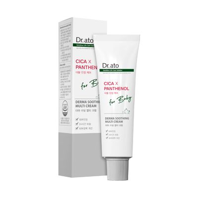 Dr.ato Multi Purpose Cica Cream for Dry and Irritated Skin, Fragrance-Free, Multi-Purpose, Rich Moisturizer for Face and Body, Baby Diaper Rash Balm, Plant-Based, Korean Skincare, (1.76 Oz)