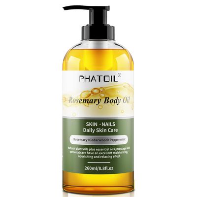 PHATOIL Rosemary Body Oil After Shower with Pump, 260 ml (8.8 fl.oz) Premium Quality Massage Oil Body Oils for Dry Skin, Rosemary Oil for Hair, Blends of Natural Plant Oils and Essential Oils