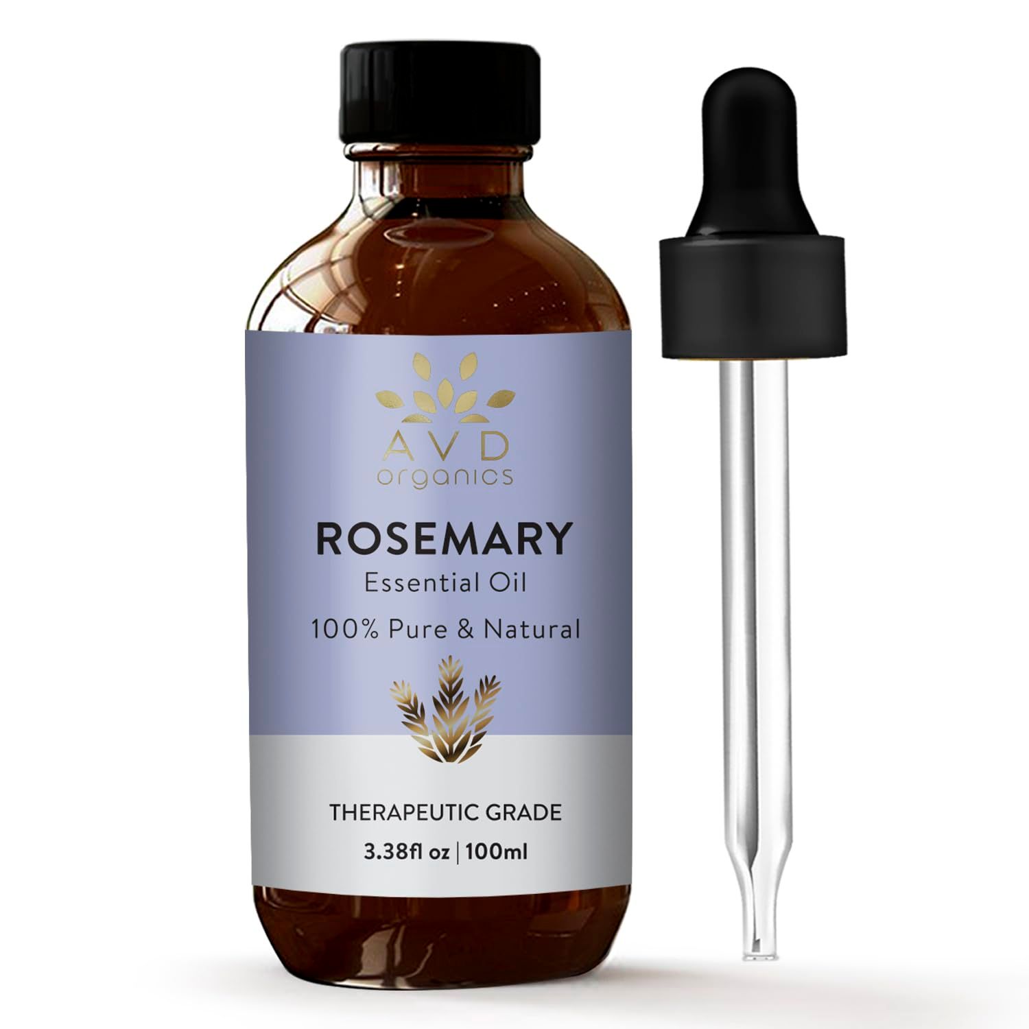 AVD Organics Rosemary Oil for Hair Growth 100 Pure and Natural Rosemary Essential Oil for Lotion Diffuser Skin Hair 3.38 fl. Oz
