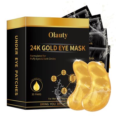 Flanoid 30 Pairs 24K Gold Under Eye Patches - Hydrating Eye Masks for Puffy Eyes Dark Circles, Ideal for Womens Beauty, Travel, Gifts