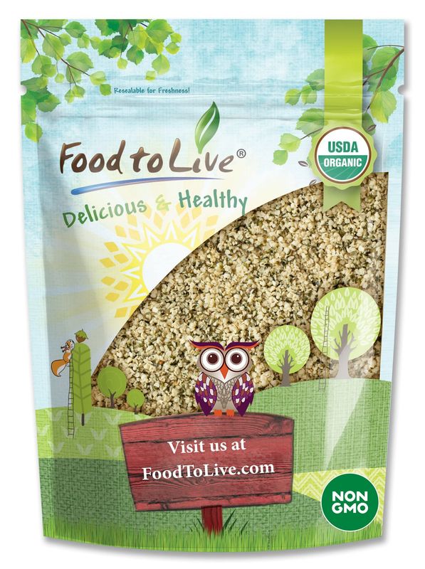 Food to Live Organic Hemp Seeds, 2 Pounds - Non-GMO Raw Hearts, Hulled, Shelled, Kosher, Vegan, Bulk, Low Carb, Low Sodium, Good Source of Protein Iron, Great for Oatmeal, Product of China