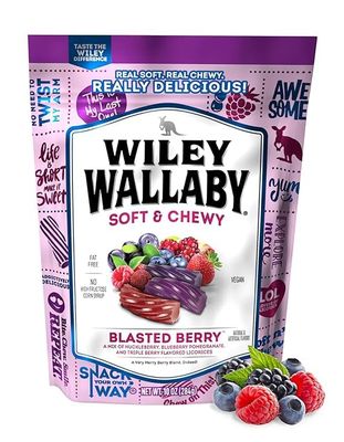 Wiley Wallaby 10 Ounce Blasted Berry Gourmet Australian Style Soft Chewy Licorice Candy Twists