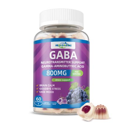 HEALOADING GABA Gummies Supplement for Nighttime Relaxation: Calm Support with L-Theanine, 5-HTP, Vitamin D3, B12 Ashwagandha - Stress Relief, Brain Support Mood Balance 60 Gummies 30 Day Supply