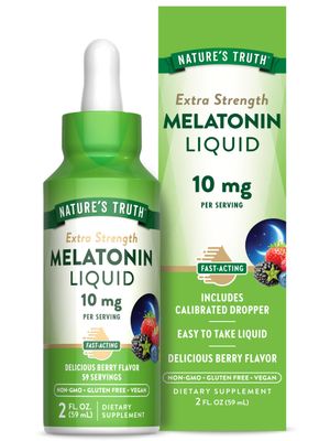 Nature&#39;s Truth Melatonin Liquid 10 mg 2 Fl oz Maximum Strength for Adults Berry Flavor Vegetarian, Non-GMO, Gluten Free Supplement