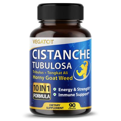 VEGATOT 10 in 1 High Strength Cistanche Tubulosa Tribulus Terrestris Horny Goat Weed Concentrated Boost Energy Stamina Strength - Made in The USA