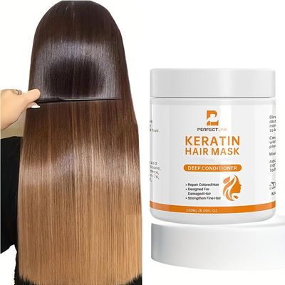 WDETHMY Keratin Hair Mask for Damaged Hair, Hydrating Repairing Keratin Hair Treatment, Natural Deep Conditioning Smooth Hair Mask 250g for Curly Thin Fine Locks