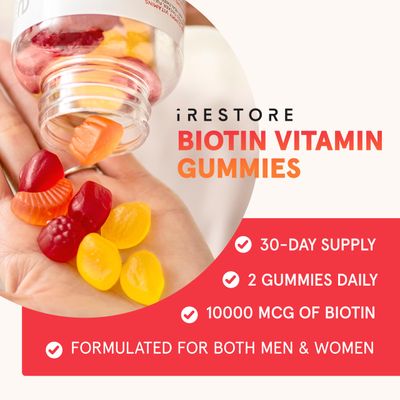iRestore Hair Gummy Vitamins, Vegan Biotin Gummies for Hair Skin and Nails Gummies, Hair Gummies, Biotin Gummies for Hair Growth Biotin Vitamins Hair Vitamins Gummies for Women Men, Biotin 10000mcg