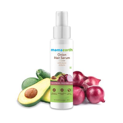 Mamaearth Onion Hair Serum with Biotin Smooth Strong and Frizz-Free Hair Solution Hair Fall Breakage Control Formula 3.38 Fl Oz (100ml)