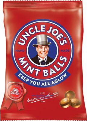Uncle Joe&#39;s Mint Balls Traditional Peppermint Flavor Natural, Gluten-Free Vegan Hand Cooked on Open Fires Individually Wrapped UK Imported Hard Candy 3.17 Oz (90 g)