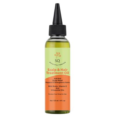 SQ BEAUTIFUL FOREVER Scalp Hair Treatment Oil 100 Organic With Biotin, Vitamin E 9 Essential Oils, For All Hair Types 4 FL OZ.