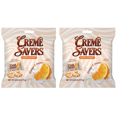 Creme Savers Orange and Creme Hard Candy The Taste of Fresh Orange Swirled in Rich Cream The Original Classic Creme Savers Brought To You By Iconic Candy Two 6.25oz Bags