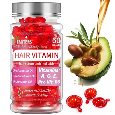 TAOTERS Hair Vitamin Oil Capsules 1 Pack vitaminas para el Cabello Hair Serum Oil for Women Men&#39;s Frizzy Damaged Hair Care Vitamin A, E, Pro B5 Conditioner - 50 Capsules